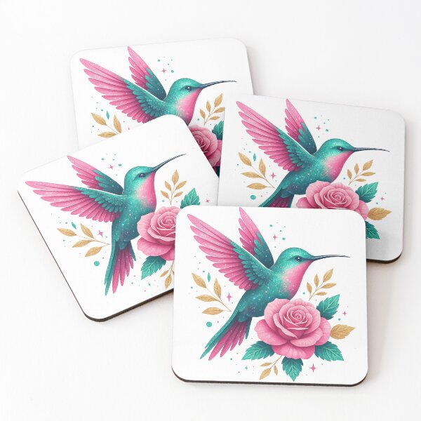 Item preview, Magical Hummingbird and Rose Galaxy Illustration designed and sold by ArtfulWeave.