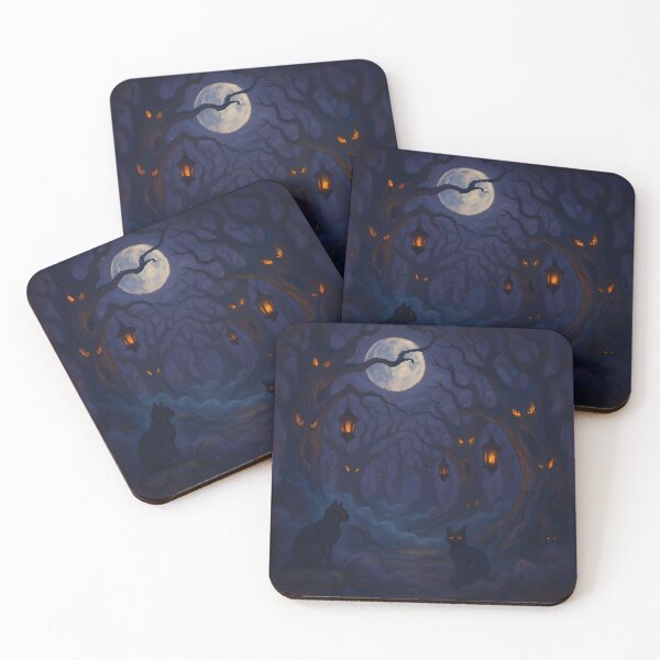 Item preview, Moonlit Black Cats – Spooky Forest Digital Art designed and sold by PandaTShirtShop.