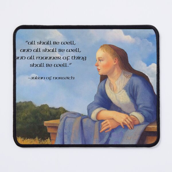 Item preview, All Shall Be Well, Julian Of Norwich Quote with Woman on Balcony designed and sold by JoyfulWhimsy.