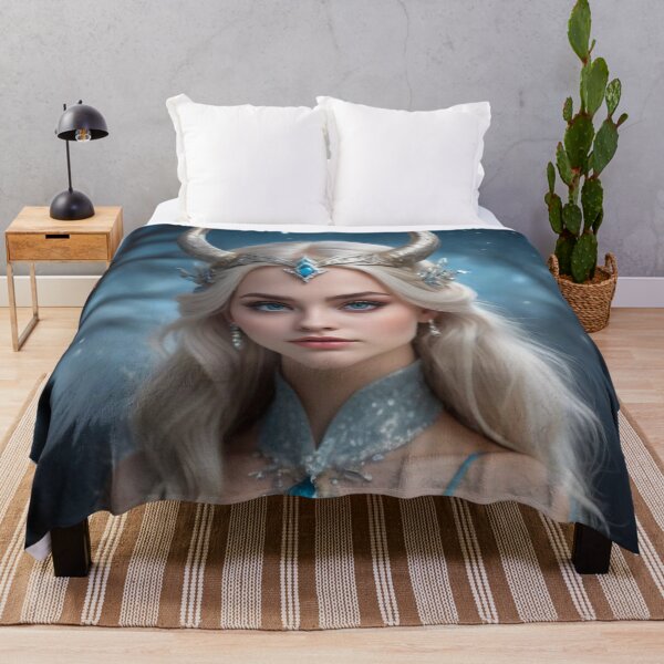 Item preview, Capricorn Ice Goddess Blue Dress Horns Snowy Forest Zodiac Winter Art designed and sold by MissSaylor.