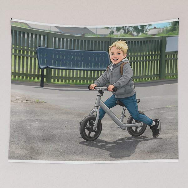 Item preview, Playground Pedal Power: Cheeky Blonde Boy on Balance Bike designed and sold by David Patterson.