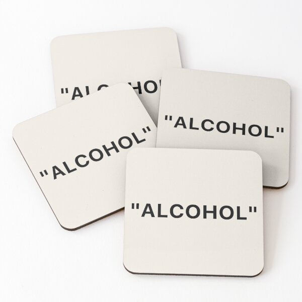 Item preview, "ALCOHOL" hyped gift, Alcohol coaster, home gift, "ALCOHOL" quotation marks coaster, For Alcohol designed and sold by re-make-.