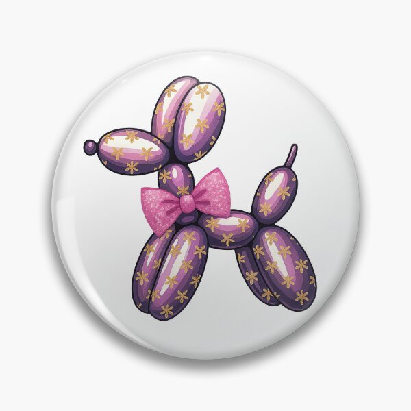 Item preview, Purple Balloon Dog with Glittery Pink Bow and Flowers designed and sold by ArtfulWeave.