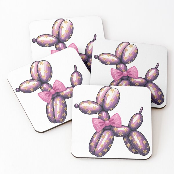 Item preview, Purple Balloon Dog with Glittery Pink Bow and Flowers designed and sold by ArtfulWeave.