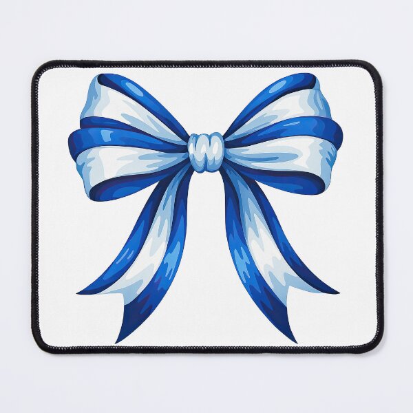Item preview, Blue and White Satin Ribbon Bow Illustration designed and sold by ArtfulWeave.