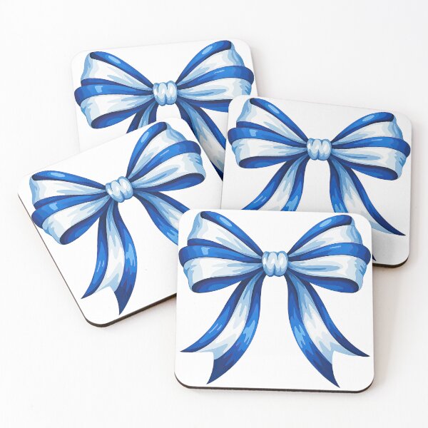 Item preview, Blue and White Satin Ribbon Bow Illustration designed and sold by ArtfulWeave.