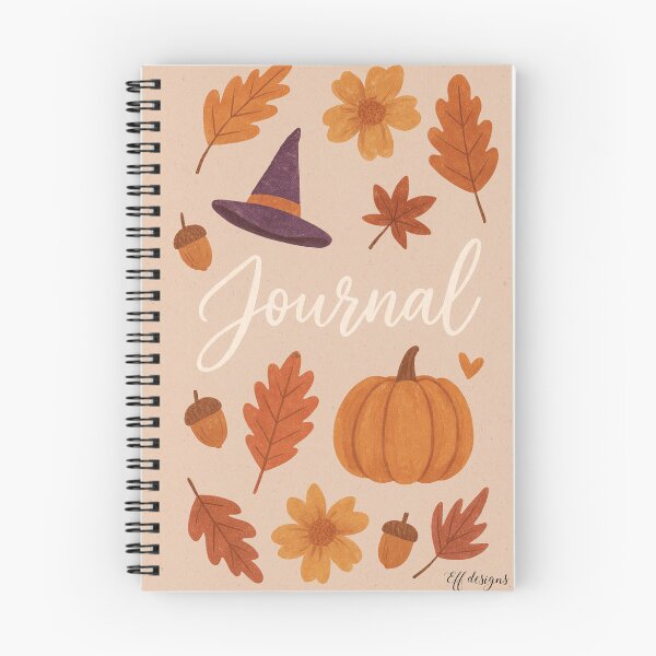 Item preview, Autumn Leaves and Pumpkins Journal | Cozy Fall Witch Aesthetic Notebook designed and sold by effdesigns.