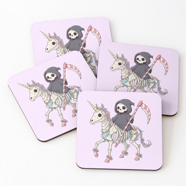 Item preview, Kawaii Grim Reaper Riding Skeleton Unicorn designed and sold by Itsheartshop.