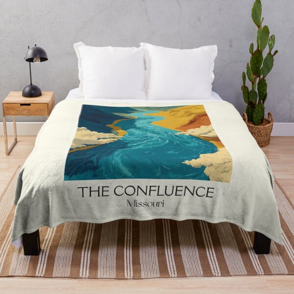 Item preview, The Confluence Missouri Vintage Poster | River Junction Art Print | St. Louis Area Decor designed and sold by TuncGK.