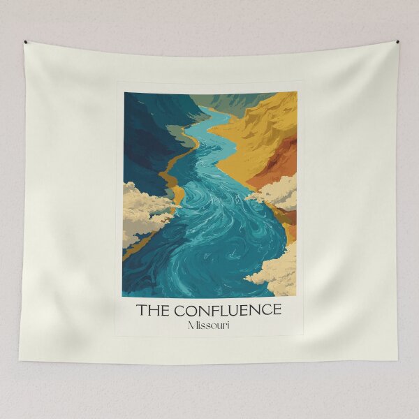 Item preview, The Confluence Missouri Vintage Poster | River Junction Art Print | St. Louis Area Decor designed and sold by TuncGK.