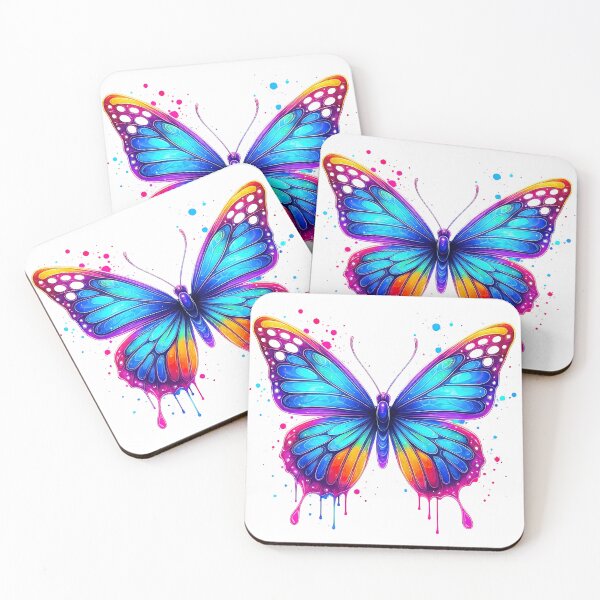 Item preview, Colorful Neon Butterfly with Dripping Paint Wings designed and sold by ArtfulWeave.