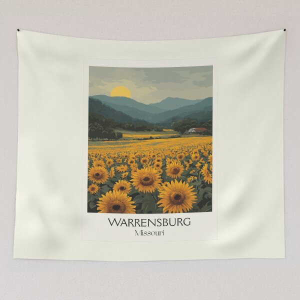 Item preview, Warrensburg Missouri Vintage Poster | Sunflower Field Art Print | Heartland Scenery Decor designed and sold by TuncGK.
