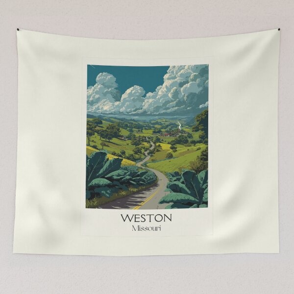 Item preview, Weston Missouri Vintage Travel Poster | Scenic Overlook Art Print | Kansas City Area Decor designed and sold by TuncGK.