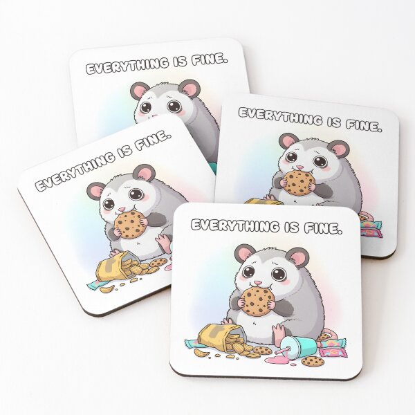Item preview, Kawaii Opossum | Everything is Good | Funny Stress Eating Animal Design designed and sold by Outline Studio.