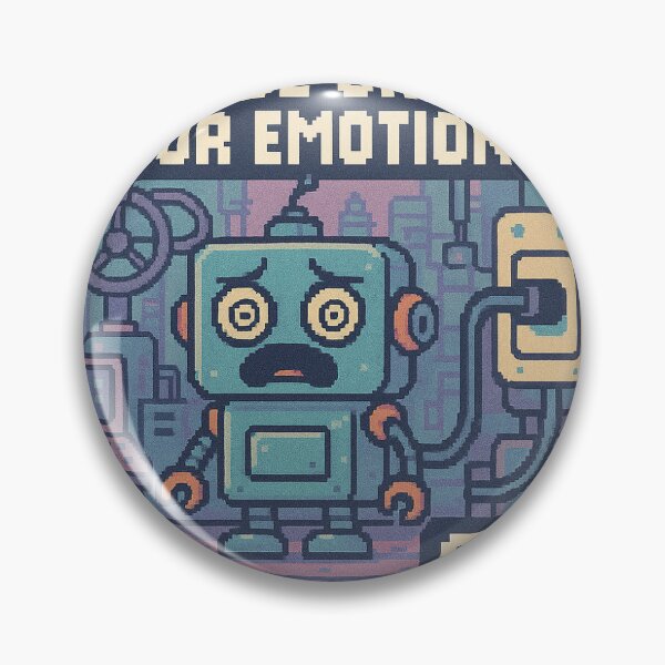 Item preview, Please Charge Your Emotions – Sad Robot Pixel Art – Mental Health Humour designed and sold by BlackStarShop77.