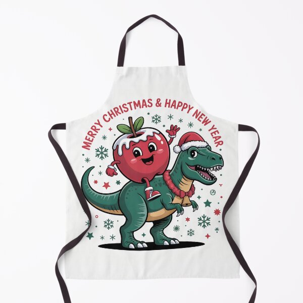 Artikelvorschau, Lustiger Weihnachtsdinosaurier und Apfel-Feiertagsgrußentwurf entworfen und verkauft von Anastasiia Lang.