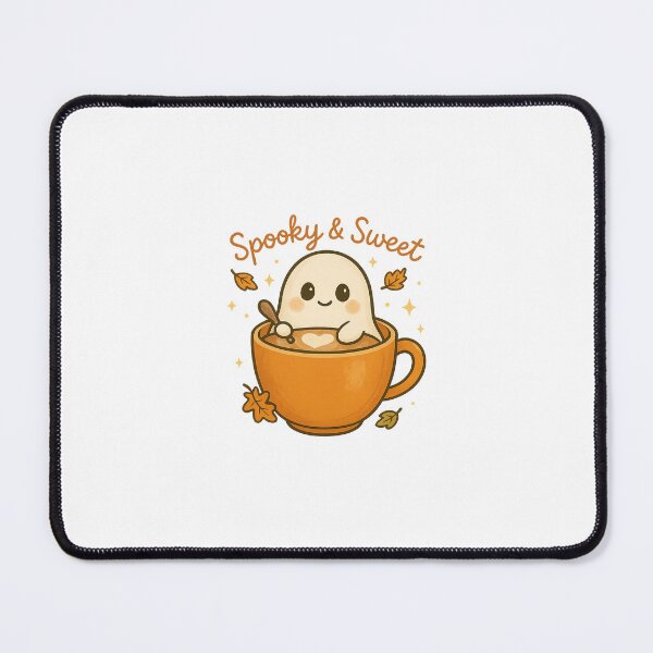 Item preview, Spooky & Sweet – Cute Kawaii Ghost in Pumpkin Latte Cup designed and sold by TheMiniKiwiShop.