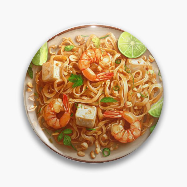 Item preview, Delicious pad thai with shrimp and tofu, garnished with fresh lime, a vibrant and mouthwatering dish perfect for food blogs and restaurant menus designed and sold by mobiza1000.