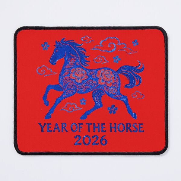 Item preview, Year of the Horse 2026: Blue Floral Lunar Art Print designed and sold by elynne9.