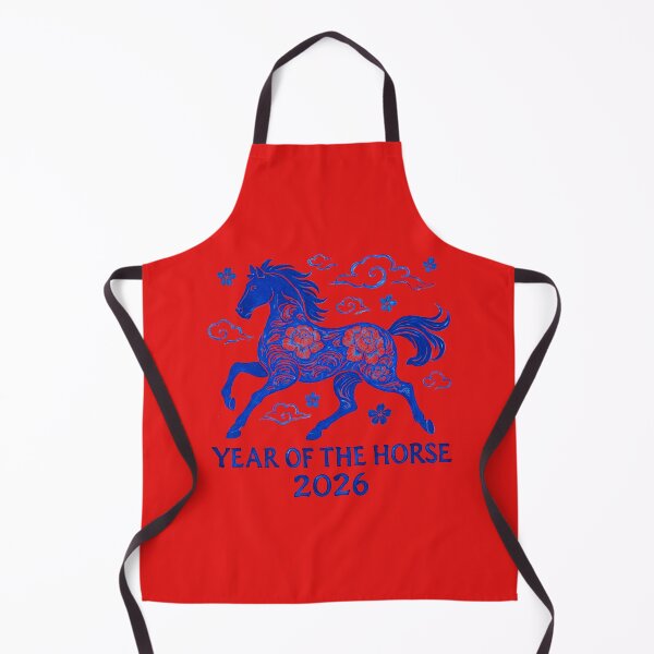 Item preview, Year of the Horse 2026: Blue Floral Lunar Art Print designed and sold by elynne9.
