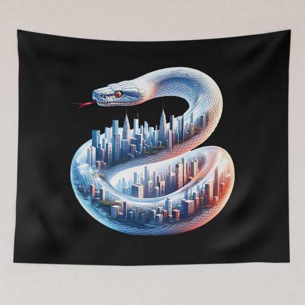 Item preview, Beautiful snake with a big city on its body. designed and sold by ReneMM.