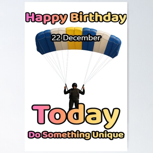 Item preview, Birthday Parachutist 22 December designed and sold by ariksworld.