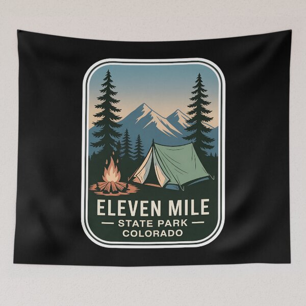 Item preview, Eleven Mile State Park Colorado Vintage Camping Badge – Mountain & Tent Adventure Emblem designed and sold by VividOrganica.