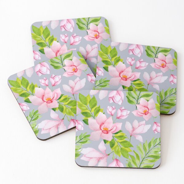 Item preview, Watercolor Magnolia Garden - Cold Grey Background designed and sold by Galu Studio.