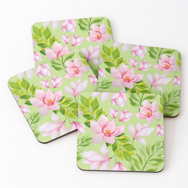 Item preview, Watercolor Magnolia Garden - Green Background designed and sold by Galu Studio.