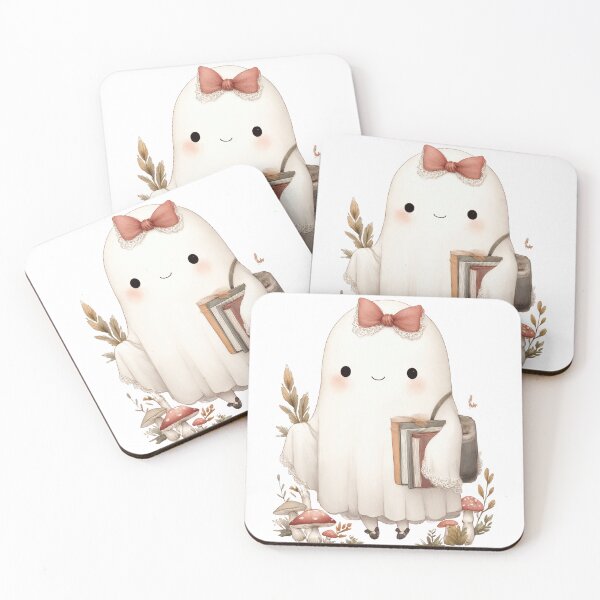 Item preview, Cute ghost with red bow holding books designed and sold by Lucky-jl.