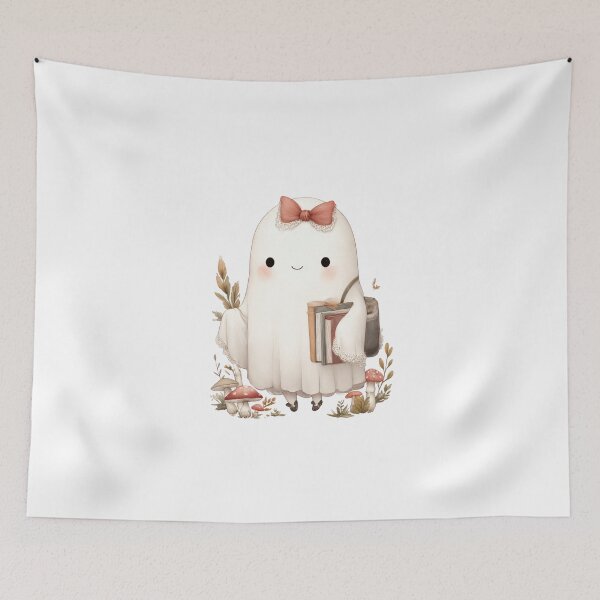 Item preview, Cute ghost with red bow holding books designed and sold by Lucky-jl.