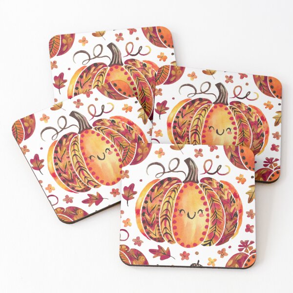 Item preview, Cute whimsical watercolor smiling pumpkin pattern. designed and sold by SaraSumi.