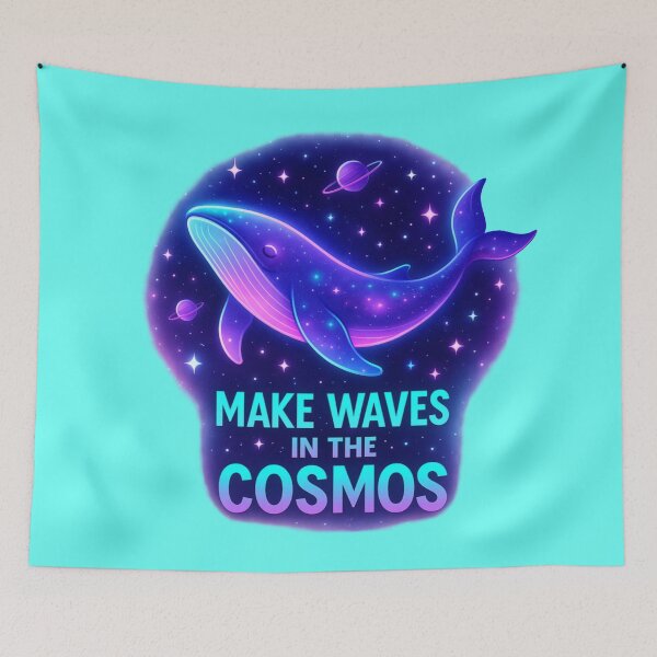 Item preview, Make Waves in the Cosmos – Floating Neon Whale Cosmic Design designed and sold by Dezpro.