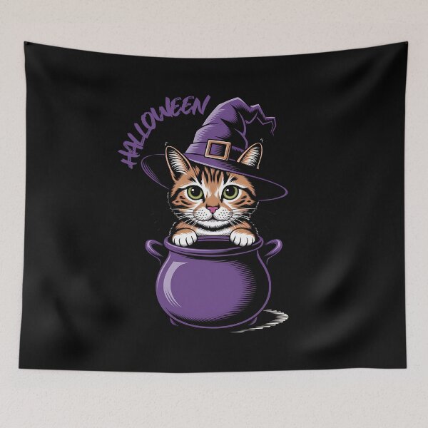 Item preview, Cute Halloween cat with witch hat. designed and sold by ReneMM.