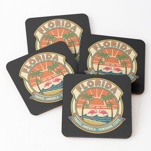 Item preview, Florida – Sunshine State Flamingo Sunset Emblem designed and sold by PostersMode.