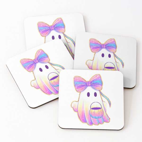 Item preview, Cute ghost with rainbow bow and pumpkin basket designed and sold by Lucky-jl.
