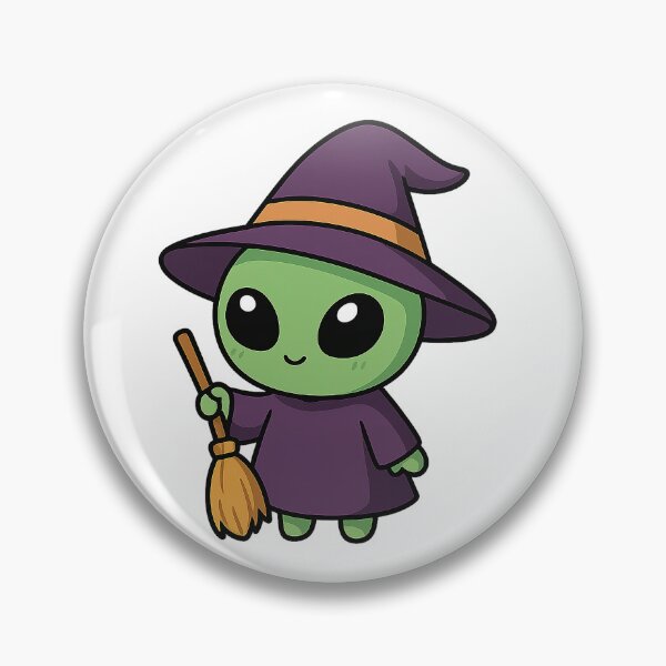Artikelvorschau, Hexe Alien mit Besen Halloween entworfen und verkauft von YnMstudio25.
