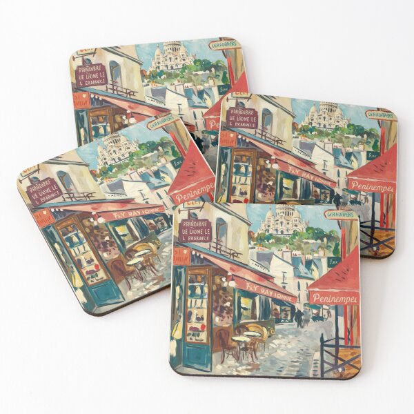 Item preview, Montmartre Street View | French Café Travel Art  designed and sold by CARRAANN.