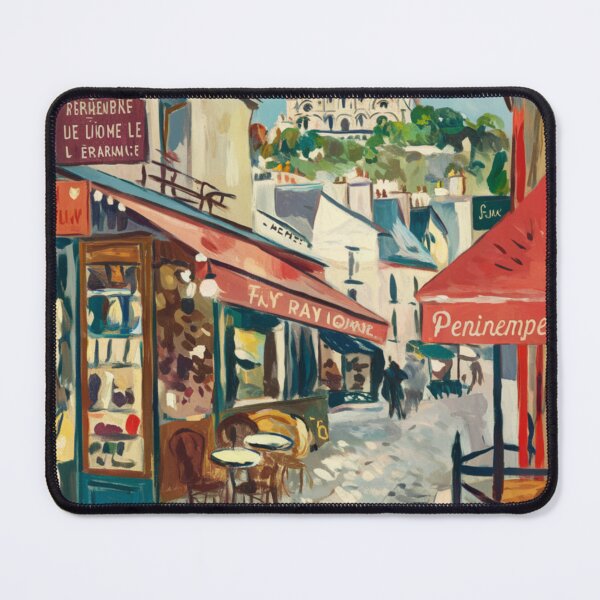 Item preview, Montmartre Street View | French Café Travel Art designed and sold by CARRAANN.