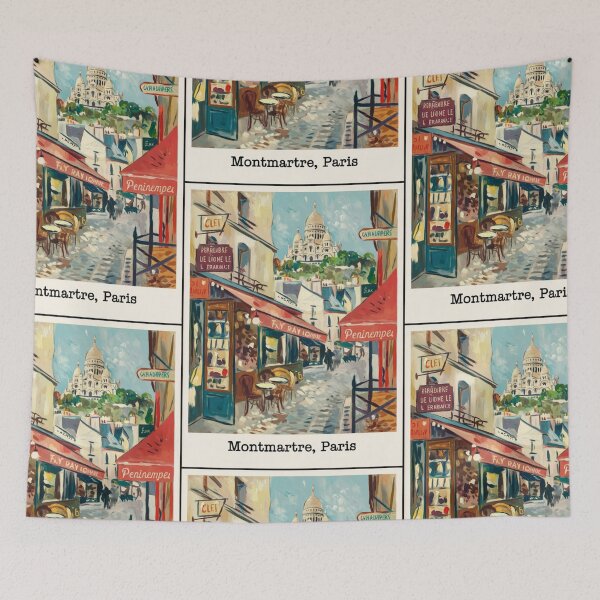 Item preview, Montmartre Street View | French Café Travel Art  designed and sold by CARRAANN.