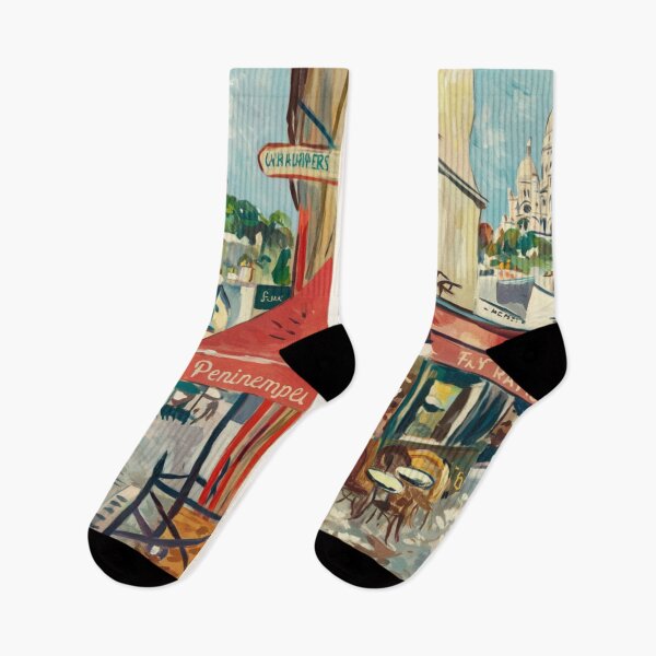 Item preview, Montmartre Street View | French Café Travel Art  designed and sold by CARRAANN.
