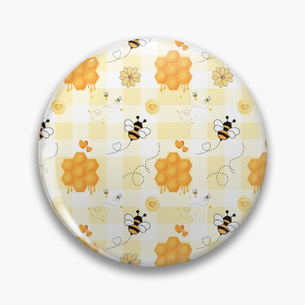 Item preview, Cute Bee and Honeycomb Seamless Pattern – Yellow Gingham Background designed and sold by Arte Zen.