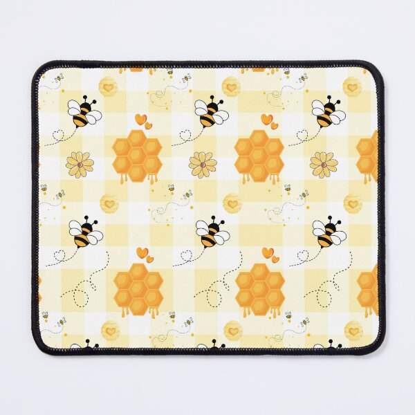 Item preview, Cute Bee and Honeycomb Seamless Pattern – Yellow Gingham Background designed and sold by Arte Zen.