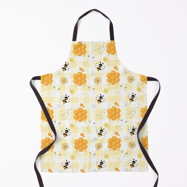 Item preview, Cute Bee and Honeycomb Seamless Pattern – Yellow Gingham Background designed and sold by Arte Zen.
