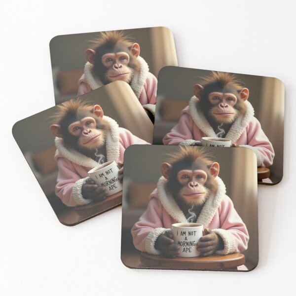 Item preview, A monkey drinking cuppacino in the morning  designed and sold by Ivy Leisure!.