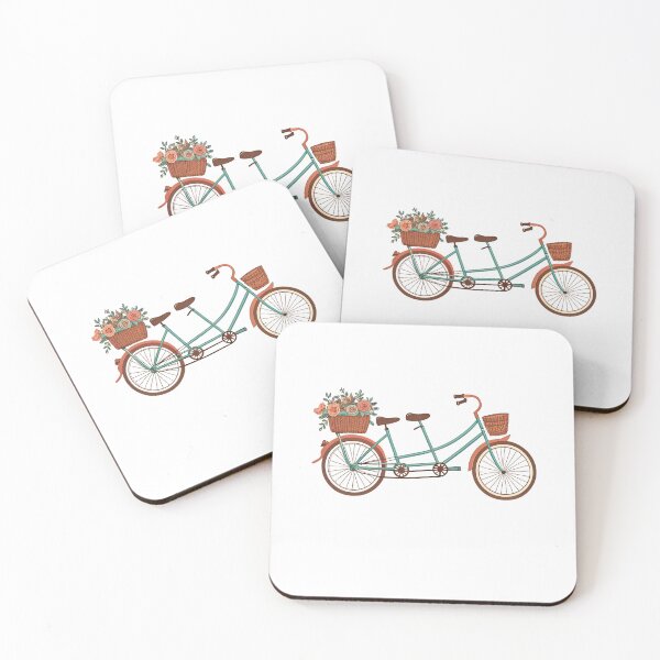 Item preview, Retro Tandem Bike Adventure – Vintage Cycling Design with Flowers & Mountains designed and sold by VividOrganica.