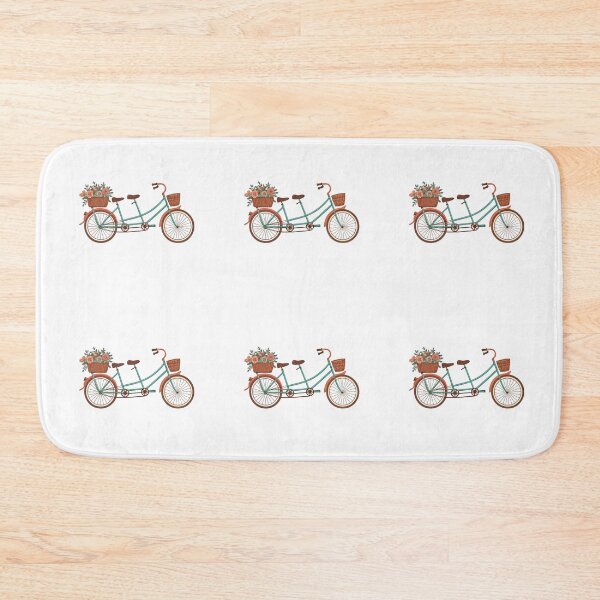 Item preview, Retro Tandem Bike Adventure – Vintage Cycling Design with Flowers & Mountains designed and sold by VividOrganica.