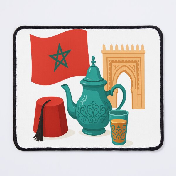 Item preview, Moroccan Culture Illustration – Flag, Tea Set, Fez & Arch designed and sold by sosservice.