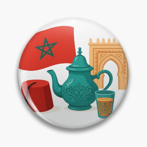 Item preview, Moroccan Culture Illustration – Flag, Tea Set, Fez & Arch designed and sold by sosservice.
