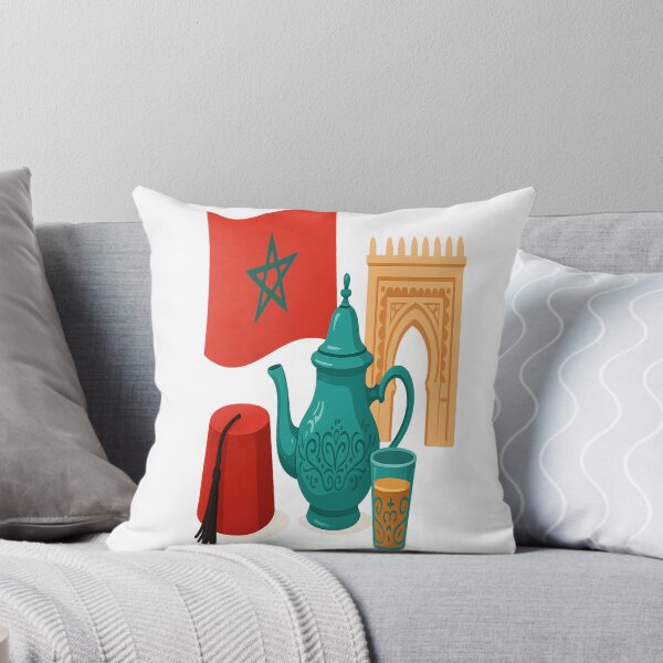 Item preview, Moroccan Culture Illustration – Flag, Tea Set, Fez & Arch designed and sold by sosservice.